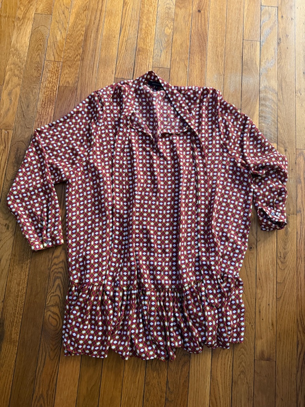 Womens Burgundy Geometric Print Dress